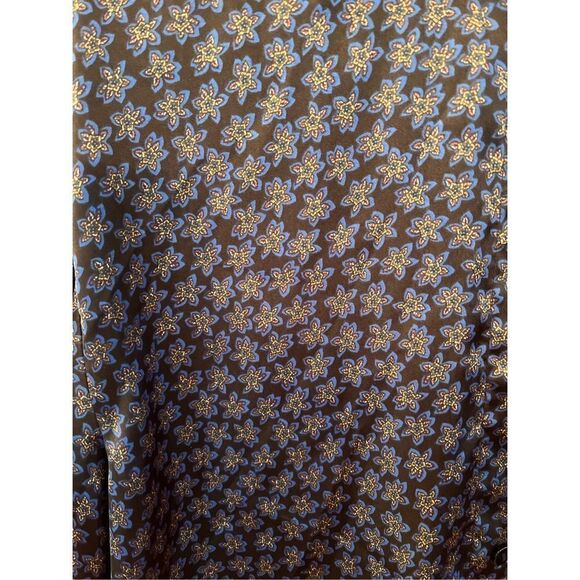 Mango Blue Satin Floral Print Button Down Shirt sz 4 EUC - Picture 3 of 8